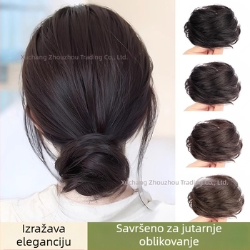 Prsten za čvor od pravih ljudskih vlasi za žene, prirodan i voluminozan izgled