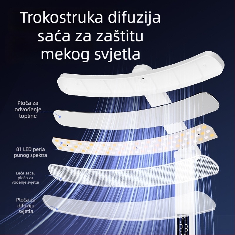 Dvoglava stolna svjetiljka za zaštitu očiju s ugrađenom baterijom, sklopivi držač za olovke, za ured i čitanje