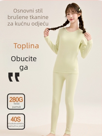 Termo set za djevojčice od čistog pamuka, kućna odjeća za jesen i zimu, bluza s dugim rukavima i hlače