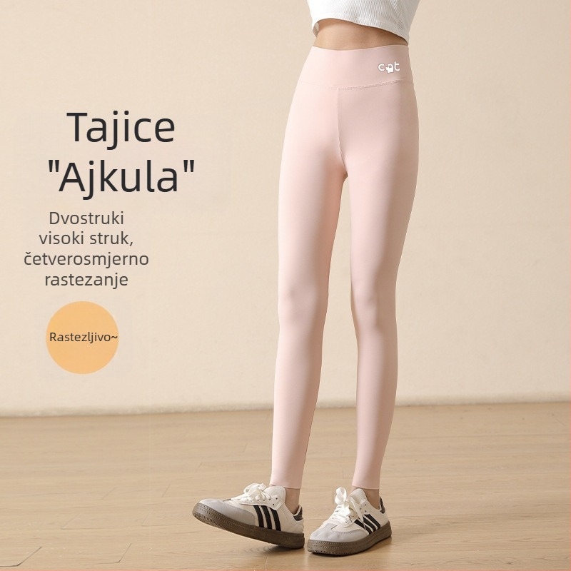 Dječje tajice s motivom ajkule za proleće-ljeto, tajice za djevojčice, joga hlače u stilu Barbie, elastične i uske