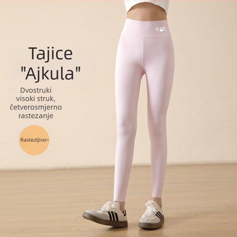 Dječje tajice s motivom ajkule za proleće-ljeto, tajice za djevojčice, joga hlače u stilu Barbie, elastične i uske