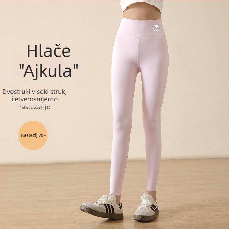 Dječje tajice s motivom ajkule za proleće-ljeto, tajice za djevojčice, joga hlače u stilu Barbie, elastične i uske