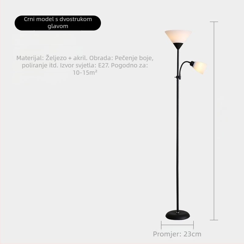 Dvostruka LED podna lampa, moderni minimalistički dizajn za spavaću sobu i dnevni boravak, unutarnja lampa uz kauč i radnu sobu