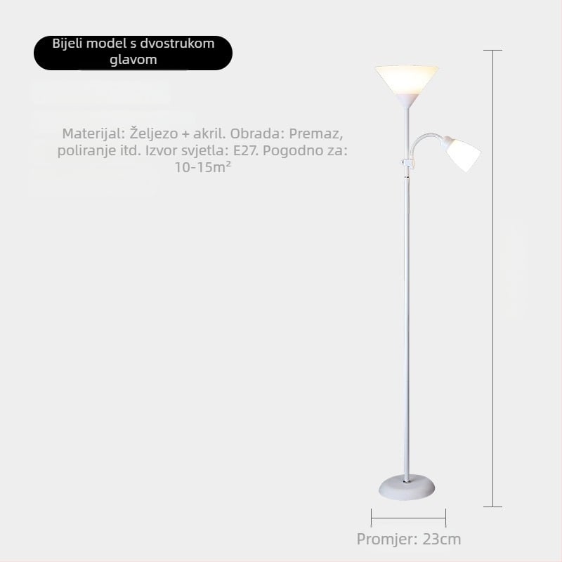 Dvostruka LED podna lampa, moderni minimalistički dizajn za spavaću sobu i dnevni boravak, unutarnja lampa uz kauč i radnu sobu