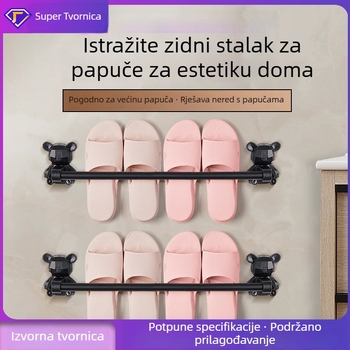 Držač za papuče i ručnike od nehrđajućeg čelika, zidni, višenamjenski kupaonski stalak