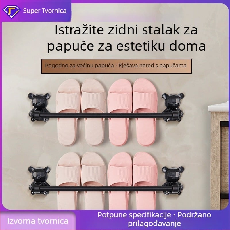 Držač za papuče i ručnike od nehrđajućeg čelika, zidni, višenamjenski kupaonski stalak