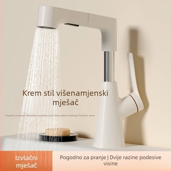 Potpuno bakreni prilagodljivi okretni izvučni slavine za umivaonik