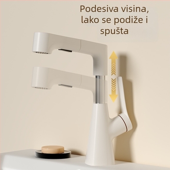 Potpuno bakreni prilagodljivi okretni izvučni slavine za umivaonik