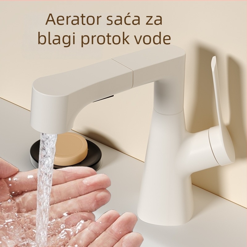 Potpuno bakreni prilagodljivi okretni izvučni slavine za umivaonik