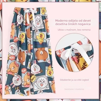 Ženske široke hlače, cropped dužine, ljetne, od pamuk-saten materijala