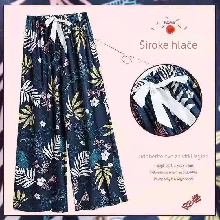 Ženske široke hlače, cropped dužine, ljetne, od pamuk-saten materijala