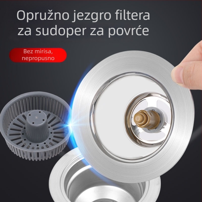 Set pribora za odvod kuhinjskog sudopera: zapor, cjedilo i filter protiv mirisa