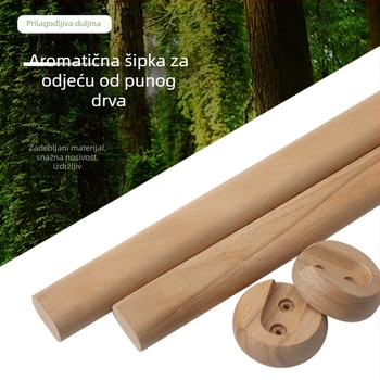 Drvena šipka za odjeću u garderobi, s prirubničkom bazom i montažnim dijelovima