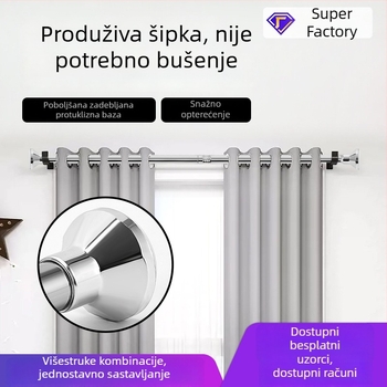 Teleskopska šipka od nehrđajućeg čelika s poboljšanom bazom za vješanje tuš zavjesa, zavjesa za vrata, šipica garderobe i šipica za sušenje odjeće