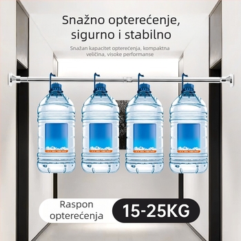 Teleskopska šipka od nehrđajućeg čelika s poboljšanom bazom za vješanje tuš zavjesa, zavjesa za vrata, šipica garderobe i šipica za sušenje odjeće