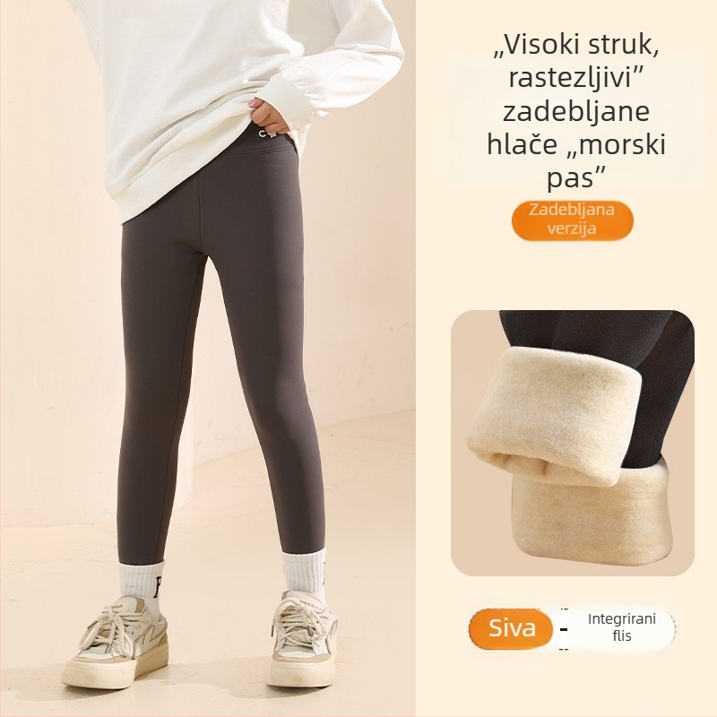 Dječje tajice od flisa za jesen-zimu, debele i tople, Shark stil i Barbie dizajn, za veće djevojčice