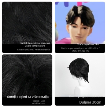 Doudou Skpop Demon Hunter cosplay wig – crna kratka anime perika za Jinu Qin Yu i Shaka Boys