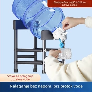 Veliki stalak za vodu s invertiranim dispenserom, polica za čistu vodu, kućni podni stalak s univerzalnim kotačićima