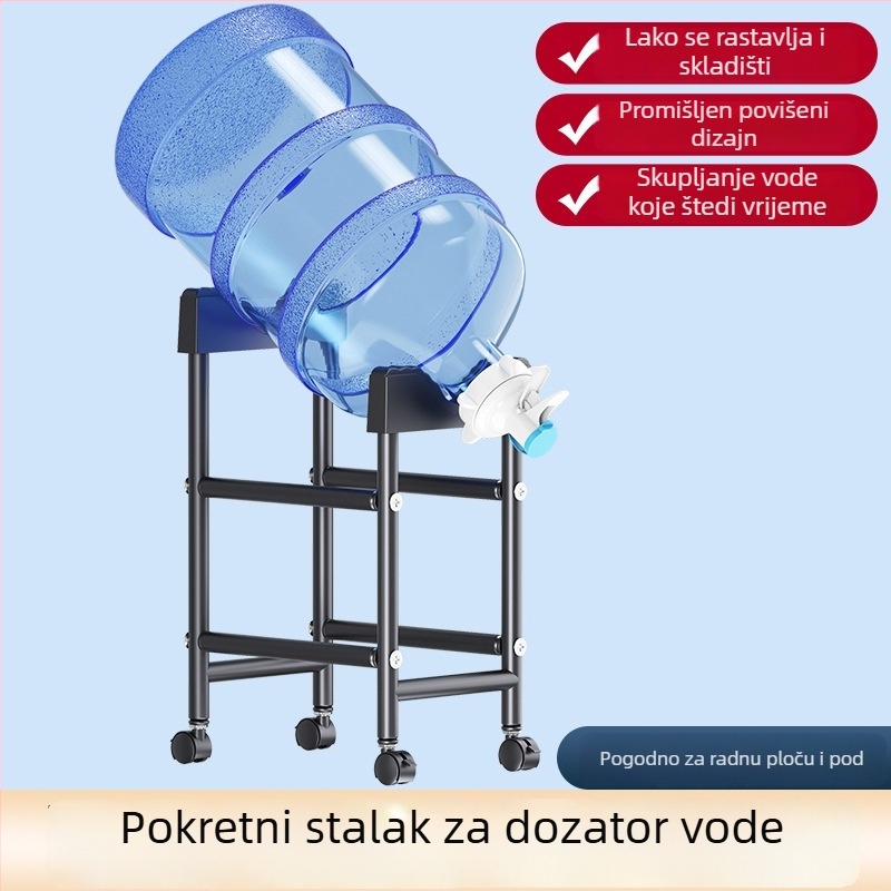Veliki stalak za vodu s invertiranim dispenserom, polica za čistu vodu, kućni podni stalak s univerzalnim kotačićima