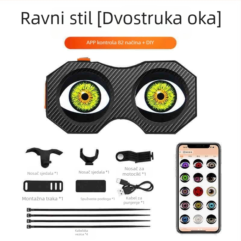 Devil Eye stražnja svjetiljka za bicikl i električno vozilo, punjiva, bežična, dvostruki LED
