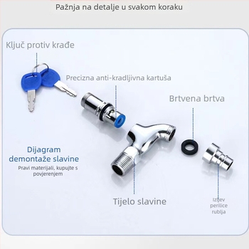 Brava slavina s brzim otvaranjem, jedinstveni ventil hladne vode, 1/2 inča, za perilicu i mop kadu