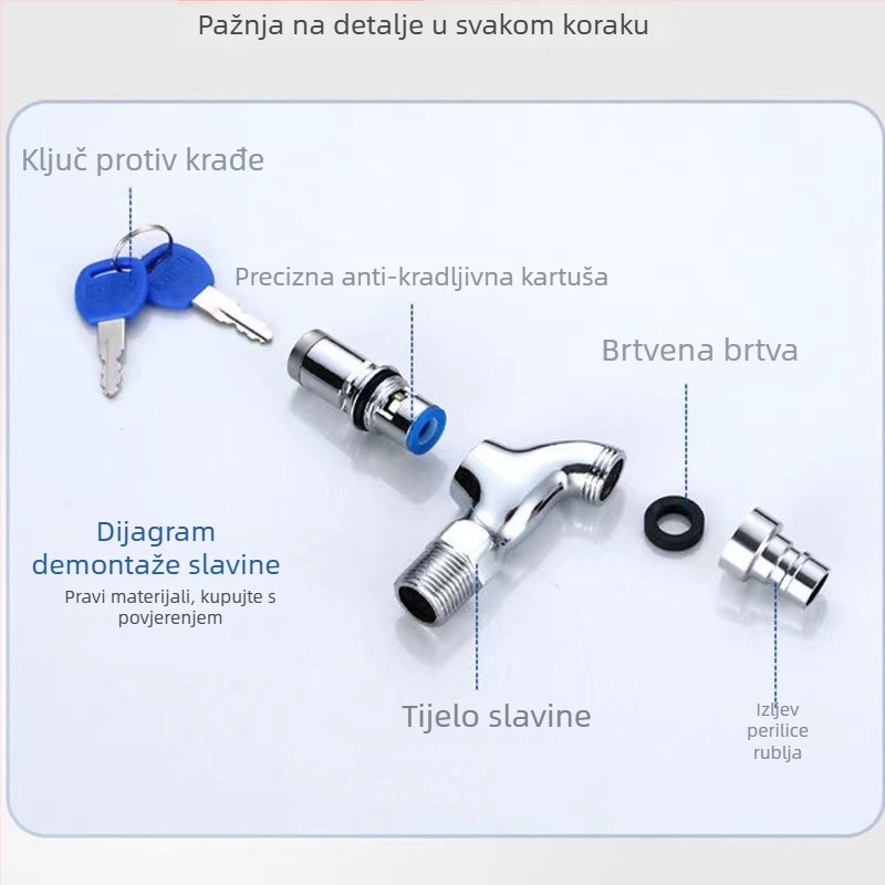 Brava slavina s brzim otvaranjem, jedinstveni ventil hladne vode, 1/2 inča, za perilicu i mop kadu