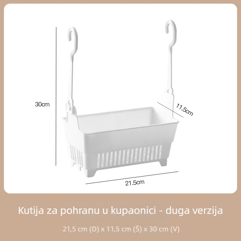 Plastična zidna košara za kupaonicu – višenamjenski organizator za skladištenje