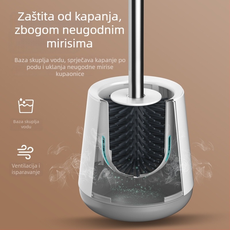 Set četke za WC s dugačkim držačem od silikona, antibakterijski i otporan na plijesan, za kupaonicu