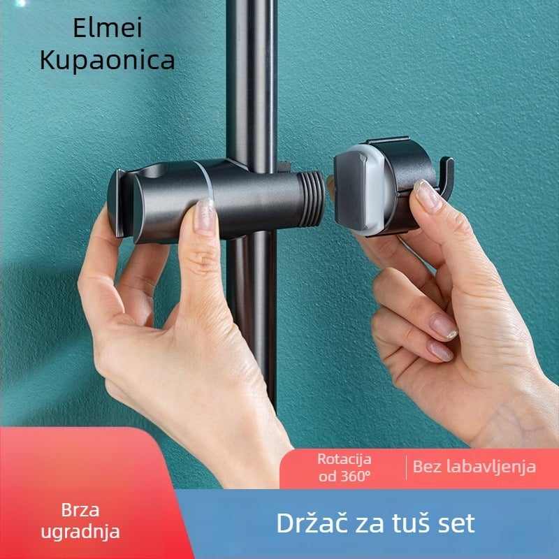 Podesivi nosač za tuš s podiznom šipkom, baza s fiksnim klipom, bez bušenja – srednji spoj