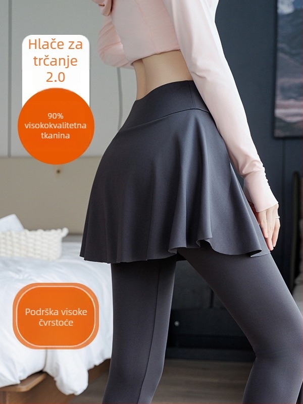 Plus-size ženske leggings suknja u stilu Shark pants, visokim strukom, tanak, prozračan, proljeće 2025