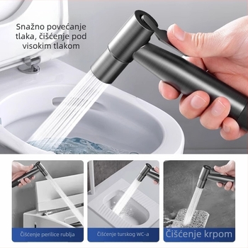 Meden set tuš slavine za toaletu s jednim priključkom i dvama izlazima, kutni ventili, dvostruka kontrola, visokotlačni kupaonski faucet