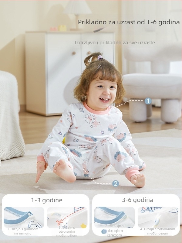 Belleptide Dječji jesenski set: pamuk gornji dio i donji dio, unisex, životinjski uzorak, za uzrast 1–3 godine