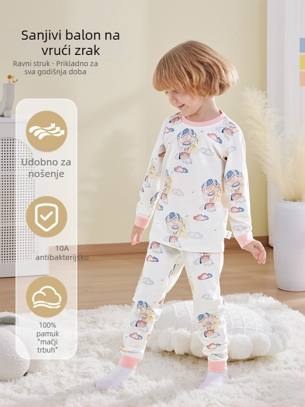 Belleptide Dječji jesenski set: pamuk gornji dio i donji dio, unisex, životinjski uzorak, za uzrast 1–3 godine