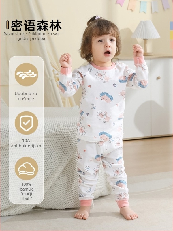 Belleptide Dječji jesenski set: pamuk gornji dio i donji dio, unisex, životinjski uzorak, za uzrast 1–3 godine