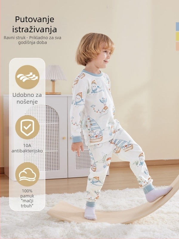 Belleptide Dječji jesenski set: pamuk gornji dio i donji dio, unisex, životinjski uzorak, za uzrast 1–3 godine