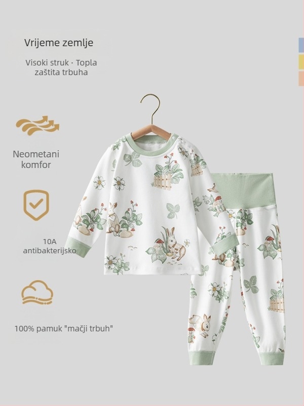 Belleptide Dječji jesenski set: pamuk gornji dio i donji dio, unisex, životinjski uzorak, za uzrast 1–3 godine
