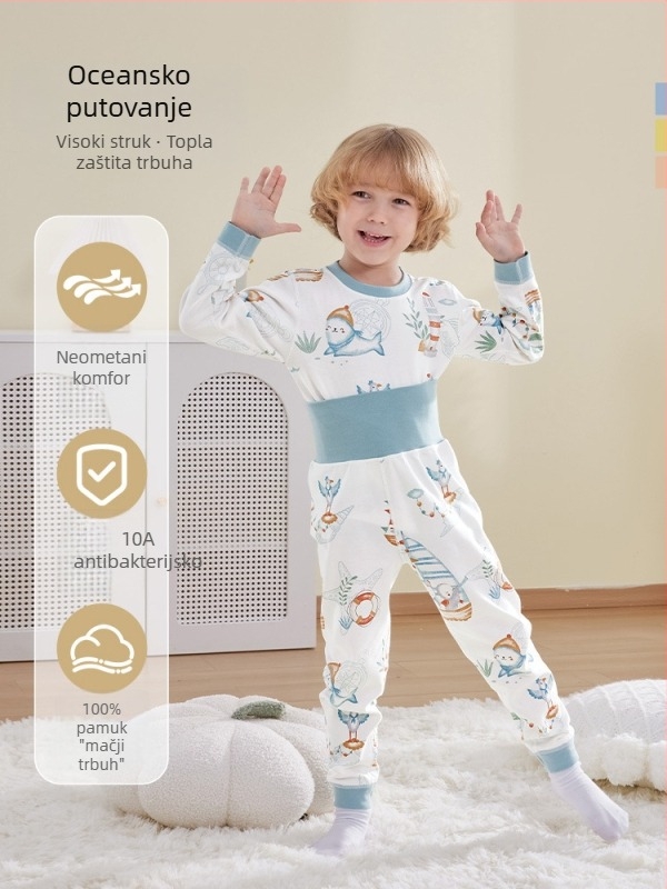 Belleptide Dječji jesenski set: pamuk gornji dio i donji dio, unisex, životinjski uzorak, za uzrast 1–3 godine
