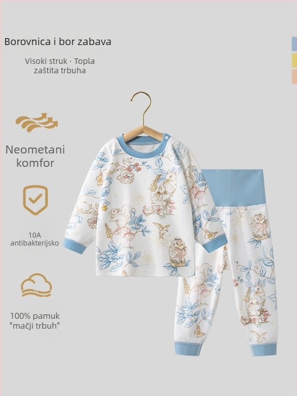 Belleptide Dječji jesenski set: pamuk gornji dio i donji dio, unisex, životinjski uzorak, za uzrast 1–3 godine