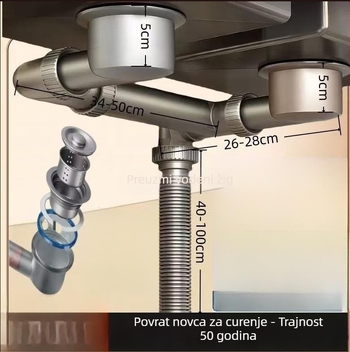 Univerzalni komplet kuhinjskih odvoda za jednostruki ili dvostruki sudoper