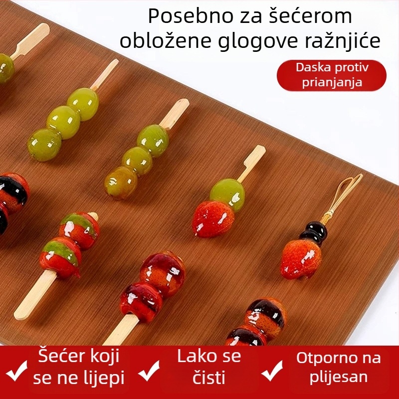 Dvostrana drvena ploča otporna na prianjanje za kandirano voće na štapićima