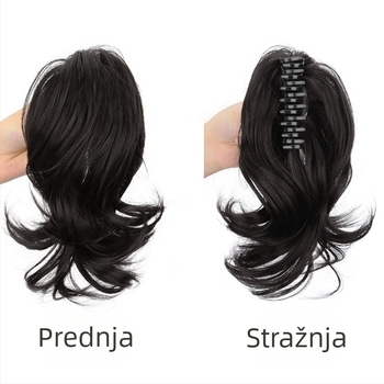 Ženska perika s klipsom za konjsku rep, sirenske kovrče, poluzavezano, prirodan klips, voluminozan veliki valovi