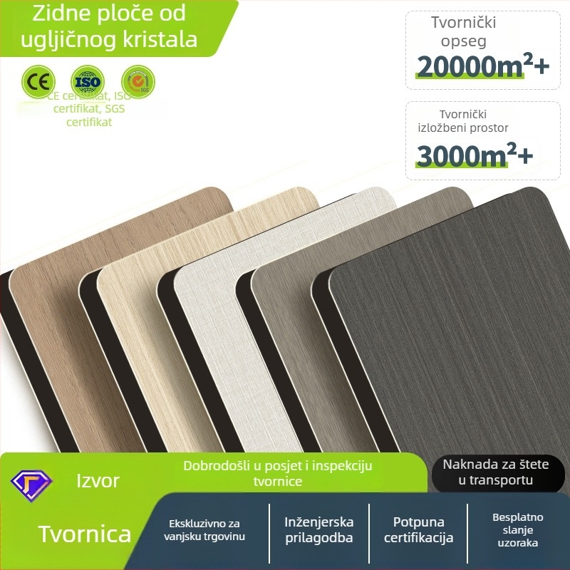 Carbon Crystal zidni i stropni paneli s furnirom u drvenoj teksturi, PVC, za luksuzne hotelske interijere