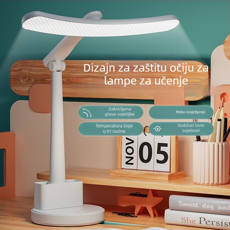 LED stolna lampa za učenje s zaštitom očiju, prijenosna sklopiva lampa za stol i noćni ormarić, noćna svjetlost
