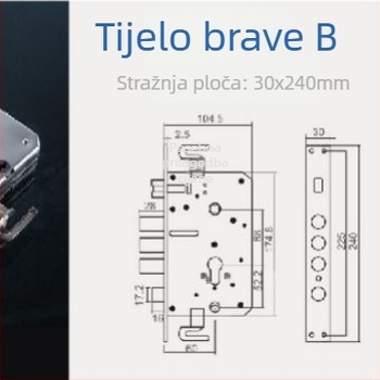 Tijelo brave s logom, šablona baterije, cilindar brave, gateway dodaci i etiketa PCB ploče za sigurnosnu protukradnu bravu