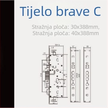 Tijelo brave s logom, šablona baterije, cilindar brave, gateway dodaci i etiketa PCB ploče za sigurnosnu protukradnu bravu