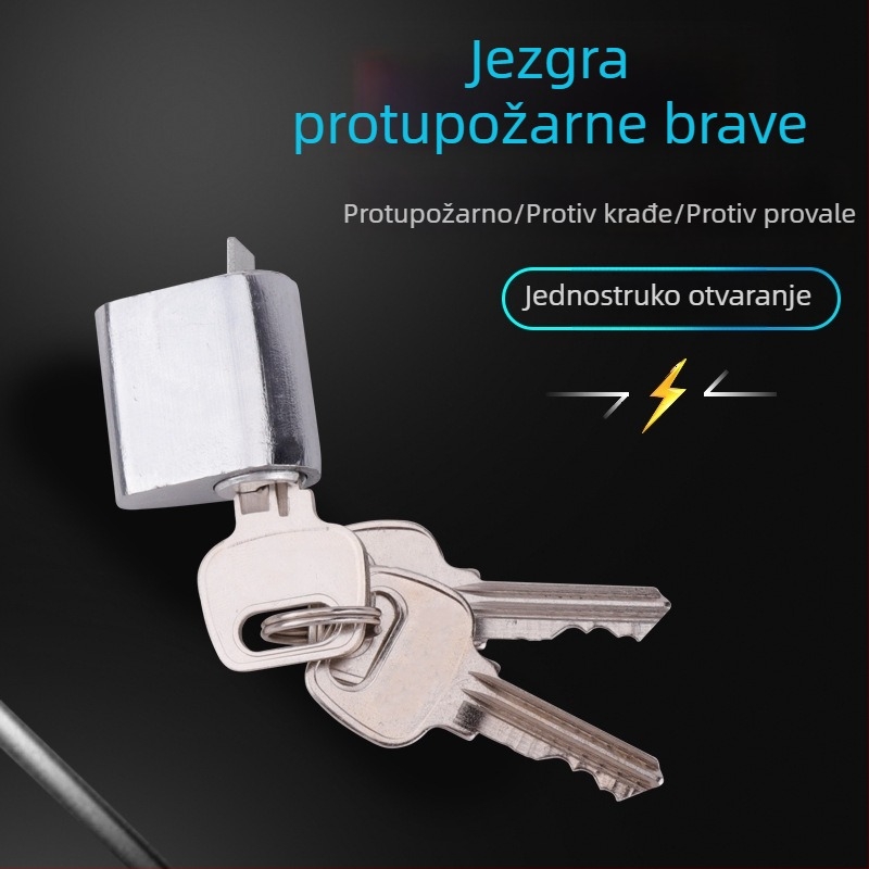 Cilindar brave za požarna vrata s plosatim prstenom, jezgro od aluminija ili bakra, dimenzije 30/40/45/50 mm, moderni minimalistički dizajn.