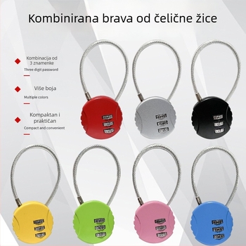 Brava u obliku keksa za torbe, ruksake i kofere; U-oblik čeličnog užeta s kombinacijskim mehanizmom; Mini brava s kodom za pernicu
