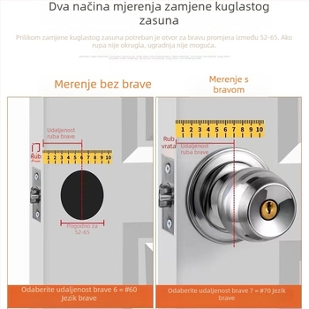 Ball Lock vrata brava, model 5831, nehrđajući čelik, okrugla kvaka, za drvena vrata