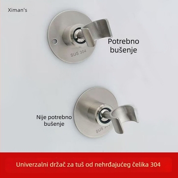 Držač za tuš od 304 nerđajućeg čelika bez bušenja, zidni klip za držač tuš glave, čvrsta baza za ručni tuš