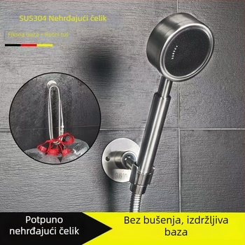 Držač za tuš od 304 nerđajućeg čelika bez bušenja, zidni klip za držač tuš glave, čvrsta baza za ručni tuš